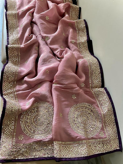 Zanelia tissue zardosi saree