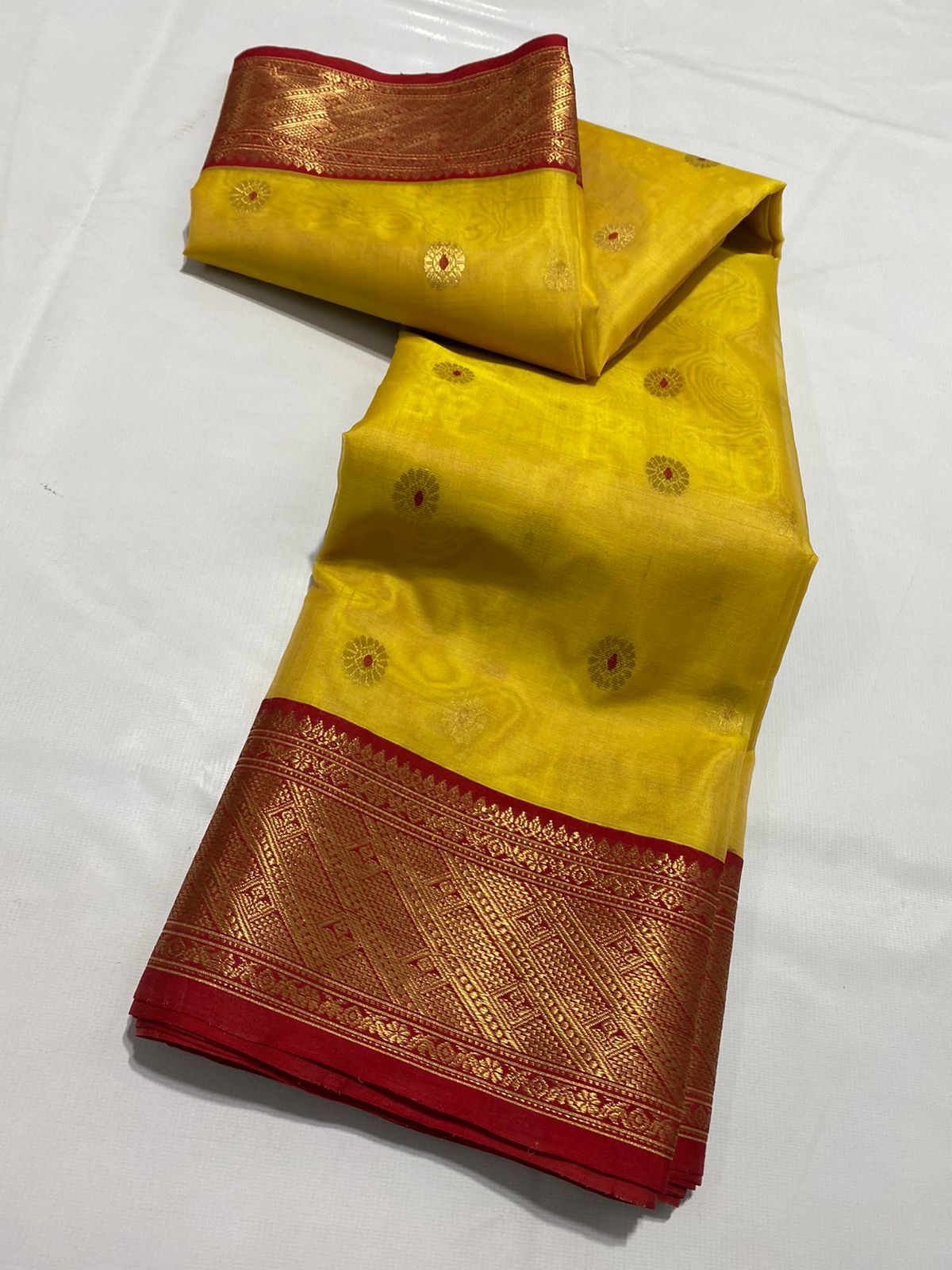 Heer yellow Chanderi saree handloom saree blouse