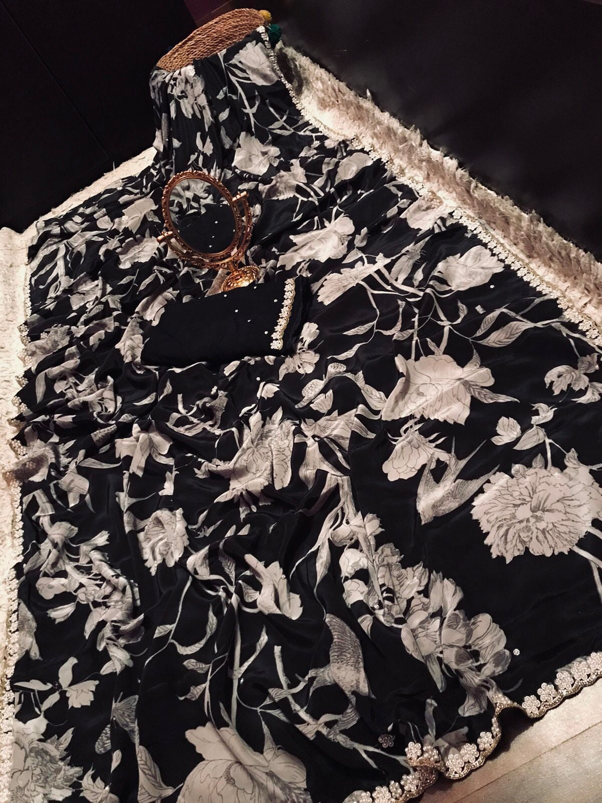 Trendy crepe luxury saree