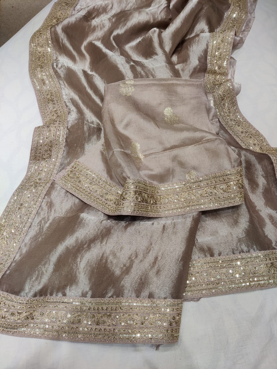 Metallic tissue organza saree