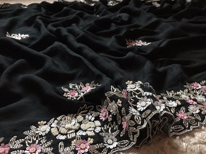 Hot black sexy beauty saree