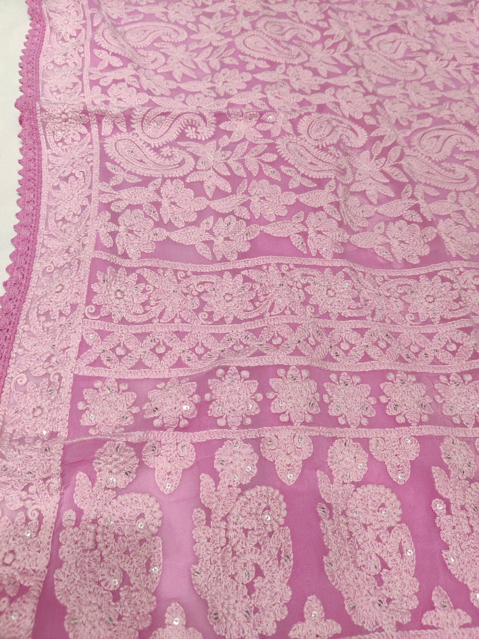 Vani Chikankari gorgette saree
