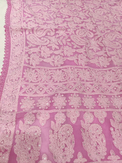 Vani Chikankari gorgette saree