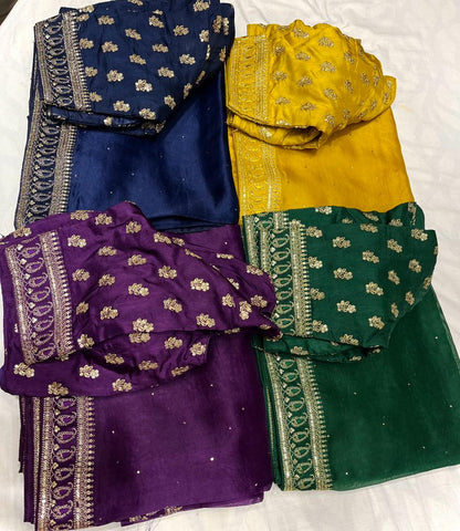 Yasmin trendy organza saree Indian saree party wear sarees women sari blouse