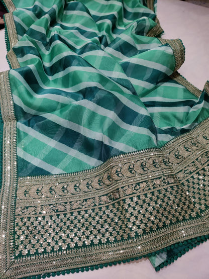 Lehariya bandhej saree