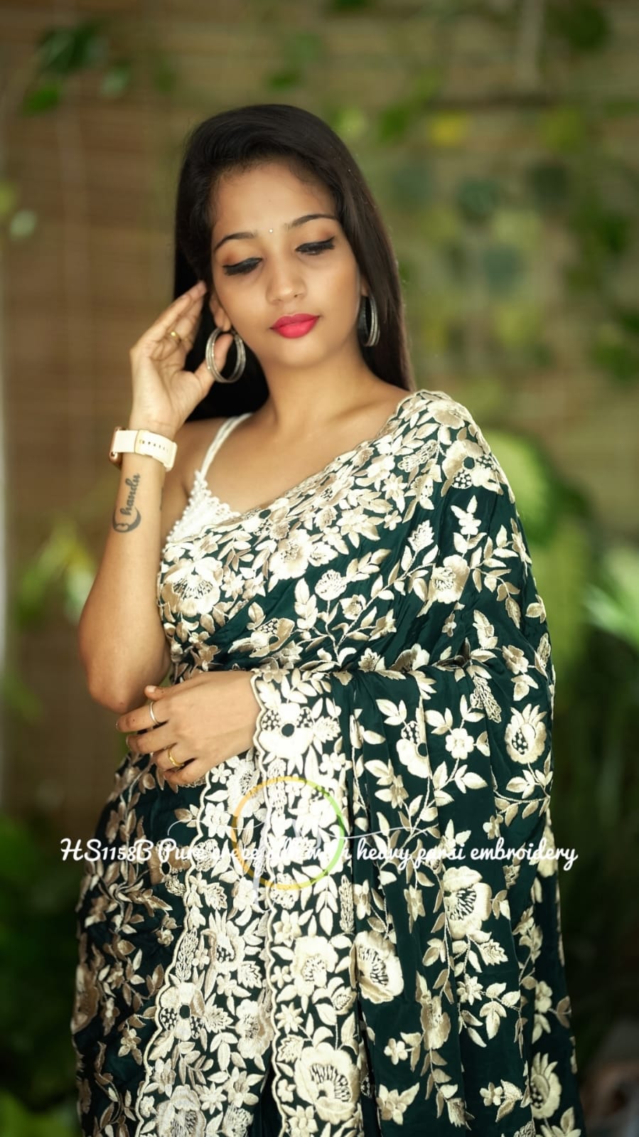 Blossom embroidered organza saree