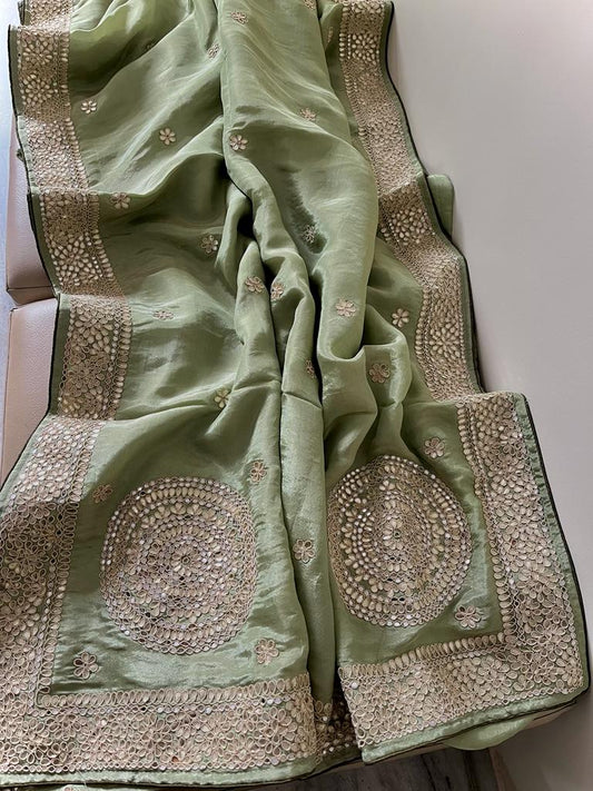 Zanelia tissue zardosi saree