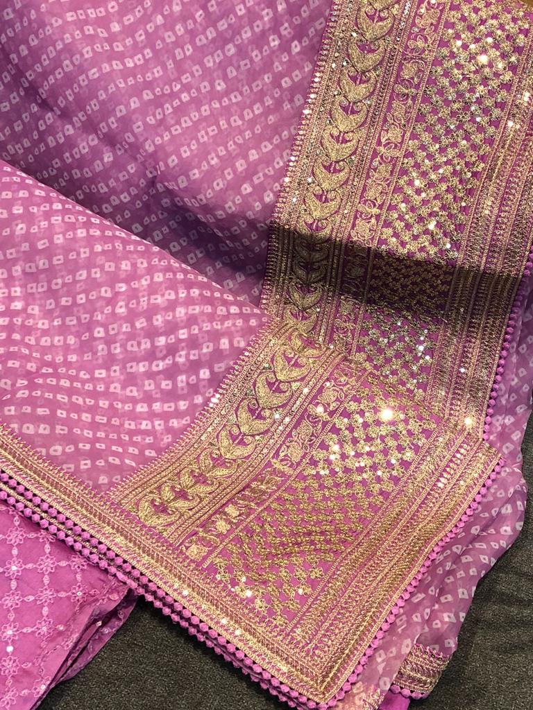 Bandhani styled organza saree