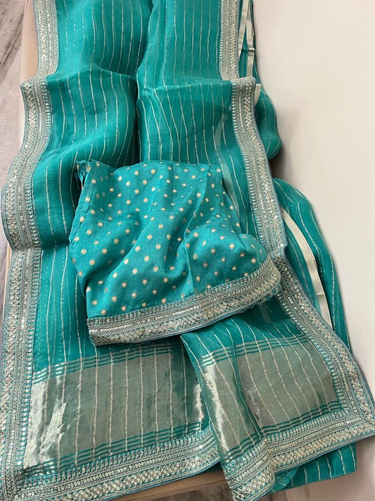 Nurjaha striped organza saree