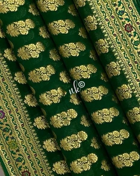 Nirbah woven gorgette khaddi saree