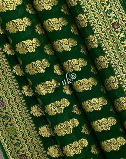 Nirbah woven gorgette khaddi saree
