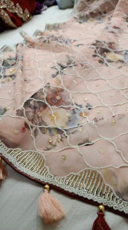 Pearl pink beautiful saree