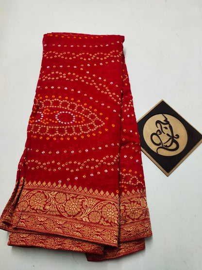 Bandhani banarsi gorgette saree