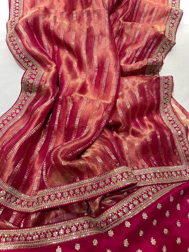 Pavi tissue organza zari saree