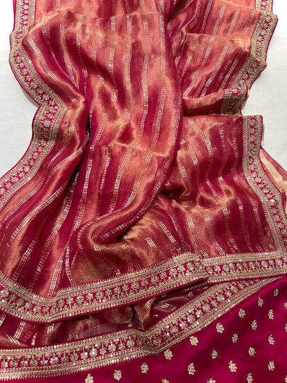Pavi tissue organza zari saree