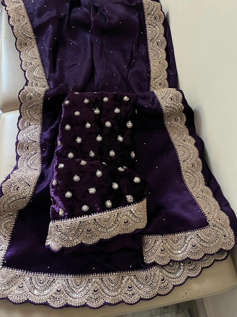 Humera chiffon satin beautiful saree