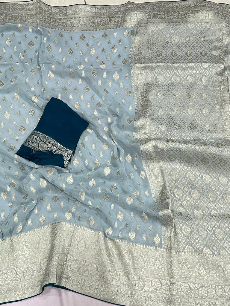 Gunisha khaddi gorgette saree