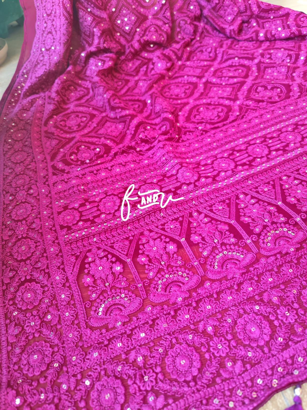 NoorJahan Chikankari saree Gorgette Sarees Indian sari