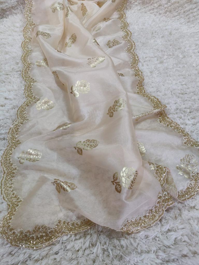 Organza foiled partywear saree