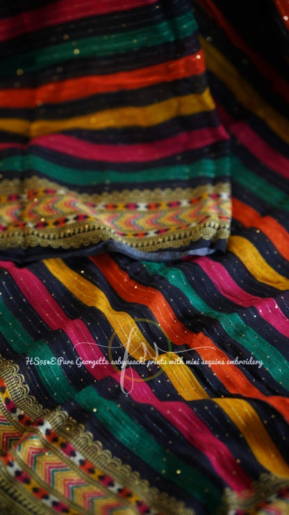 Printed styled gorgette saree