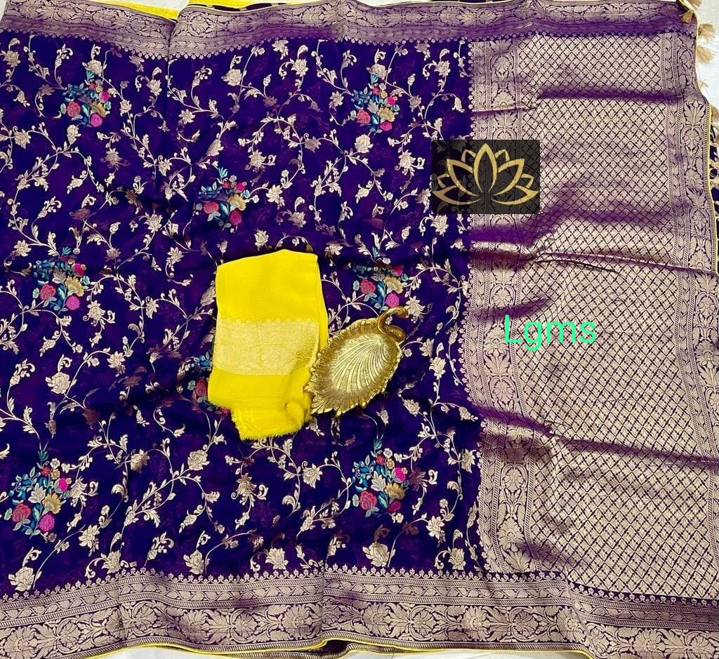 Floral khaddi gorgette saree