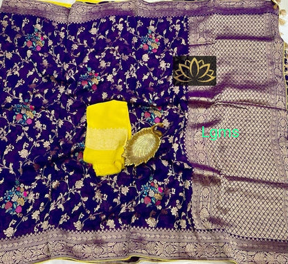 Floral khaddi gorgette saree