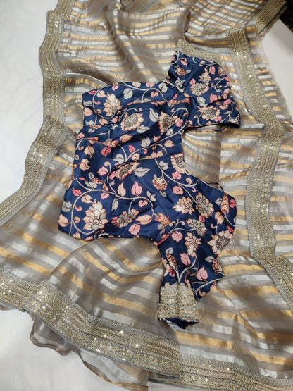 Kalamkari inspired  organza saree