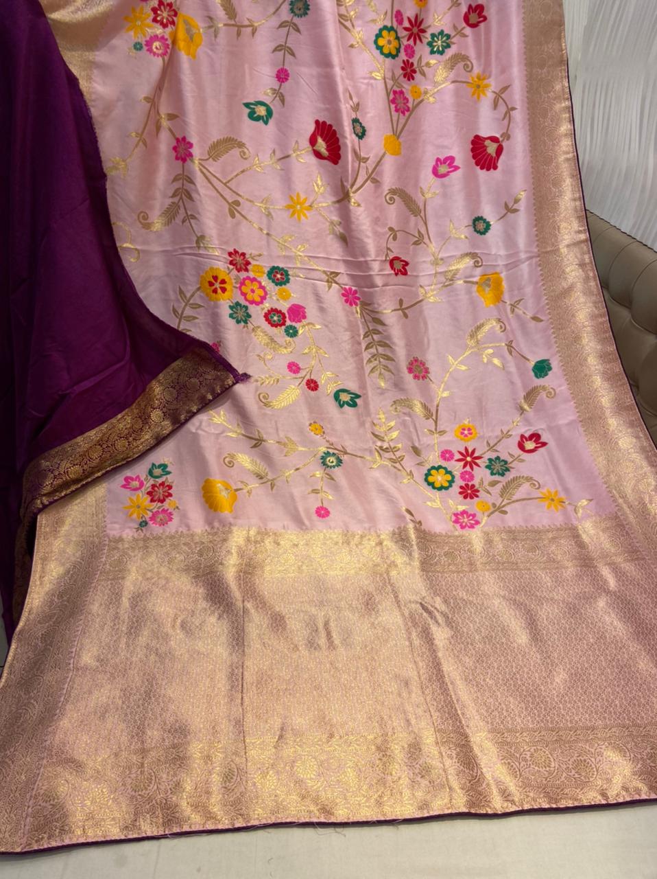 Naveli Meenakari floral saree