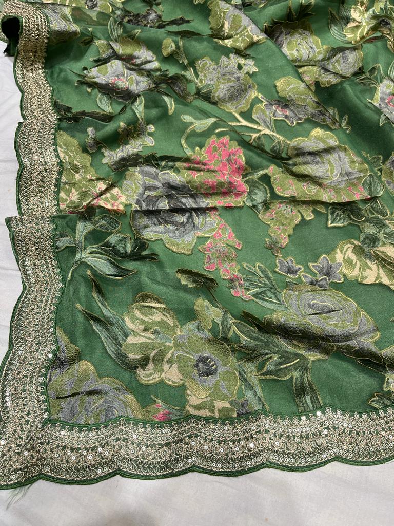 Brasso organza scalloped saree
