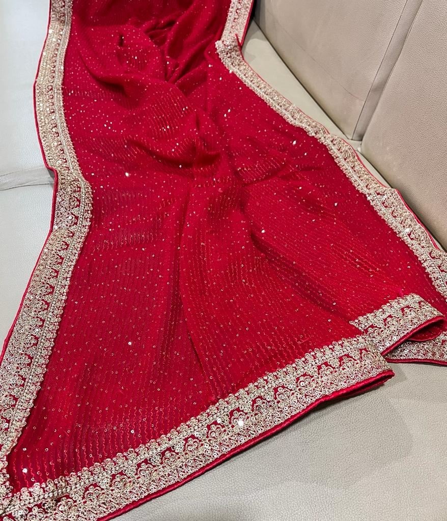 Gulzaar gorgette sequece saree