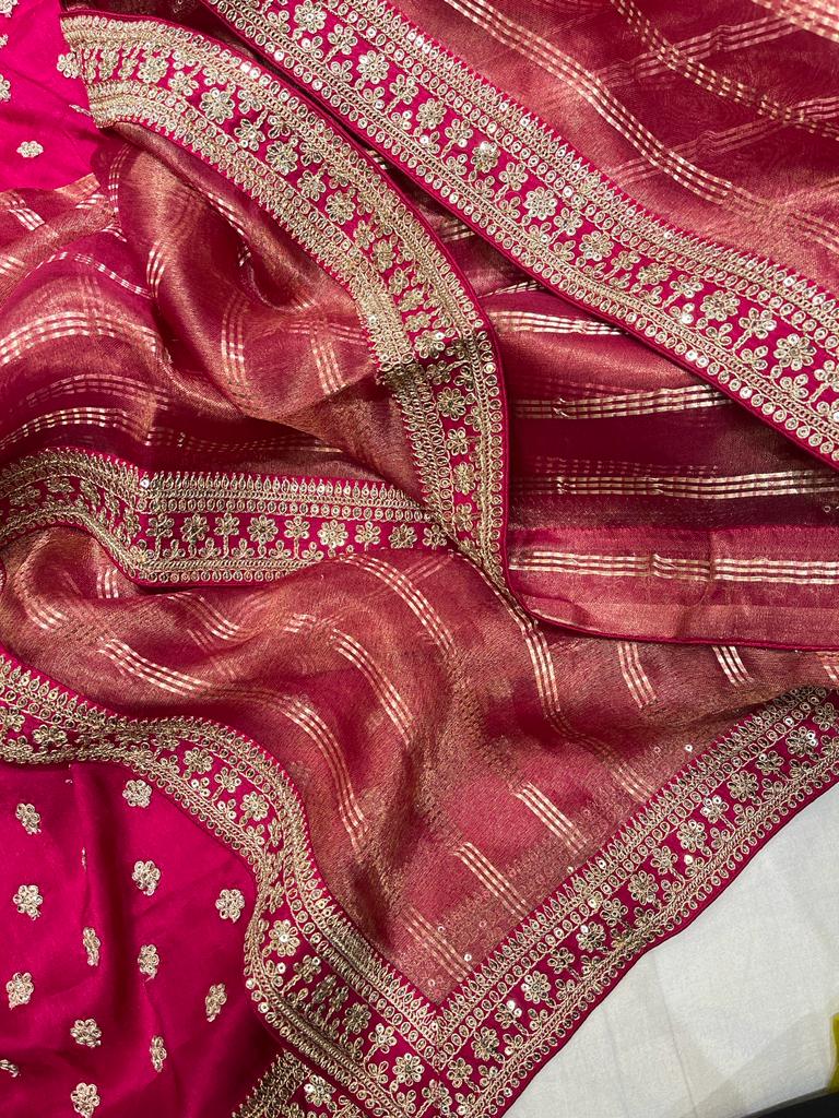 Pavi tissue organza zari saree