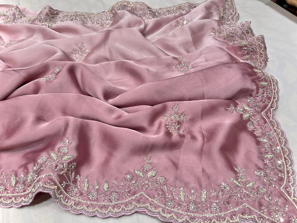 Satin shaded partywear saree