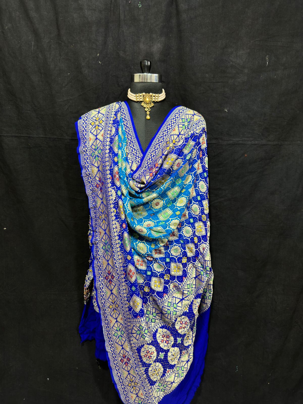 Jodha inspired bandhej gorgette Dupatta