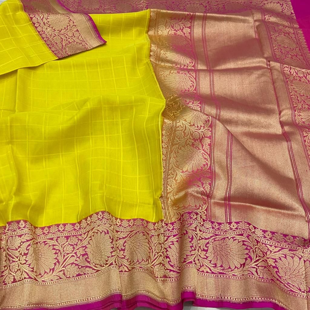 Quansi kora silk banarsi saree