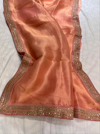 Kanjeevaram inspired tissue organza saree