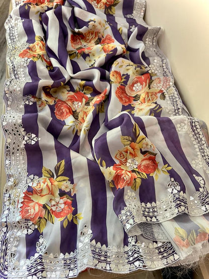 Nosheen satin crepe saree