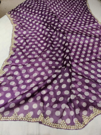 Polka dot inspired organza saree