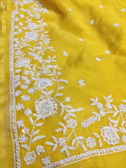 Madhavi zardosi organza saree