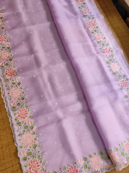 Floral organza silk saree