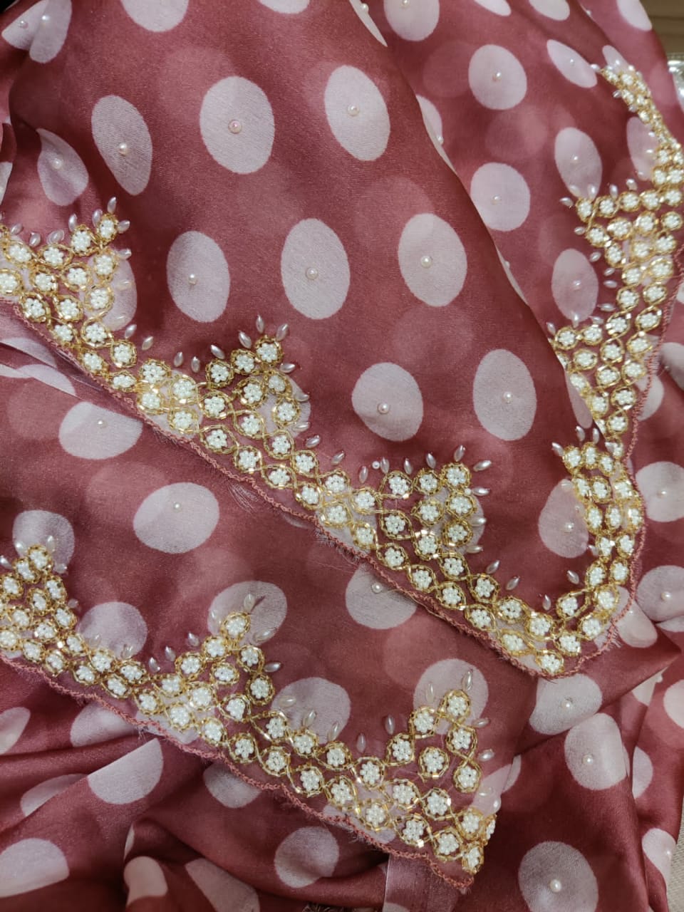 Polka dot inspired organza saree