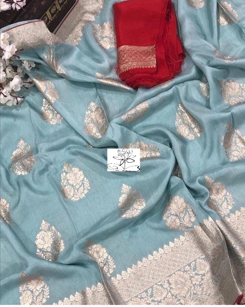 Aasmani moonga crepe saree