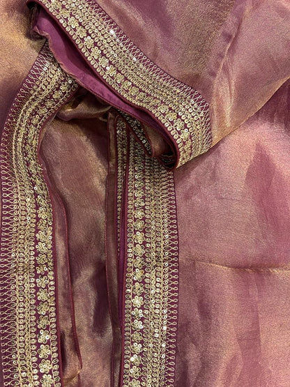 Kanjeevaram inspired tissue organza saree