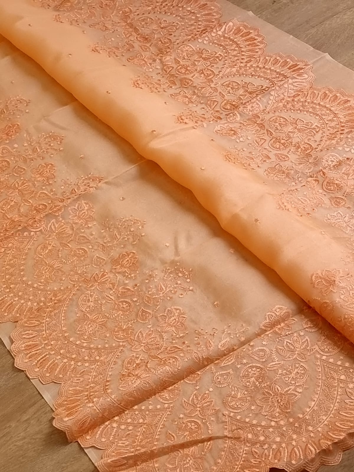 Scalloped inspired organza saree