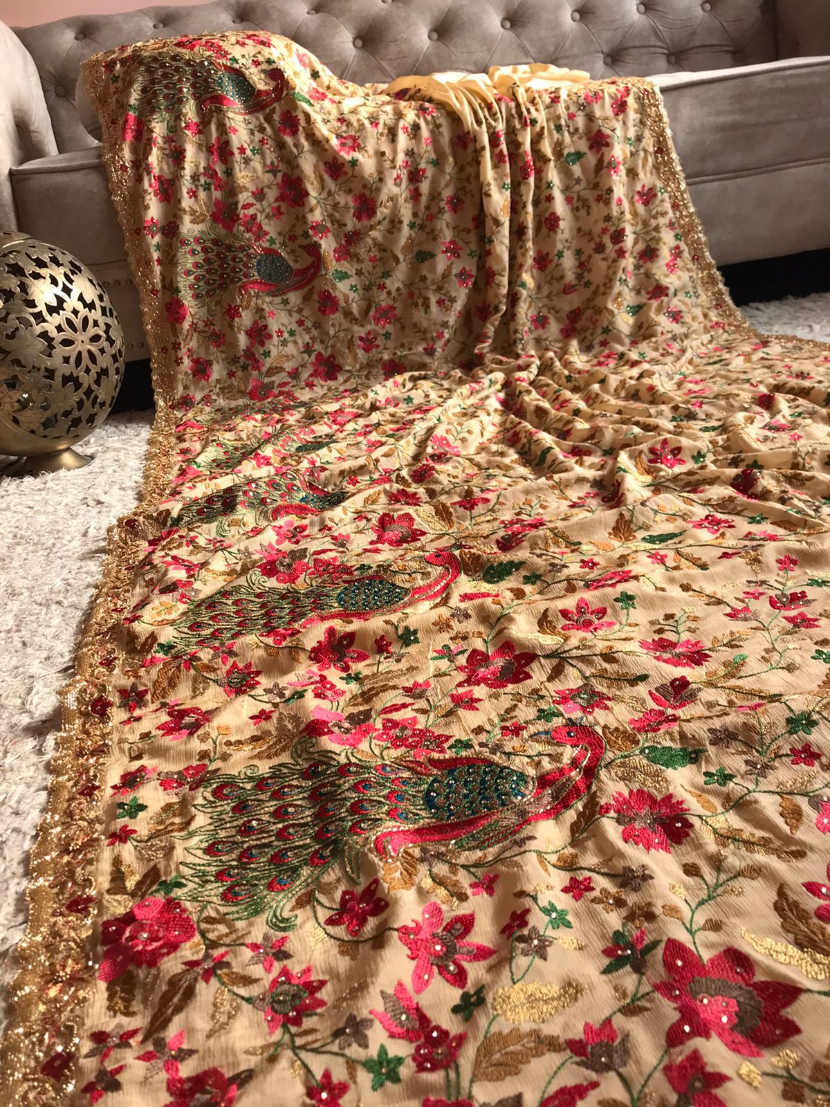 Yazmin chiffon inspired peacock saree