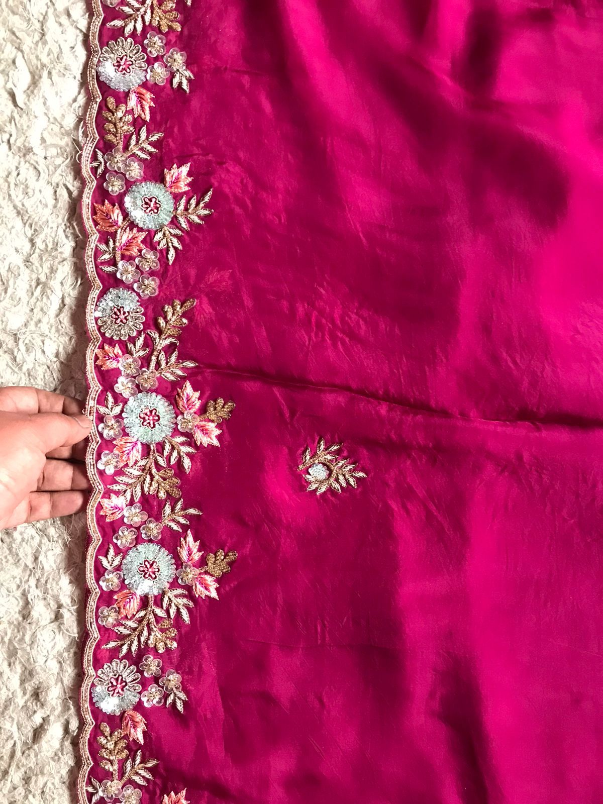 Wine inspired premium organza saree