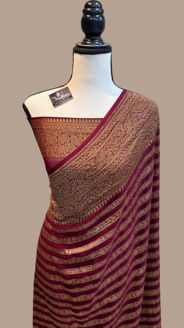 Striped khaddi gorgette saree
