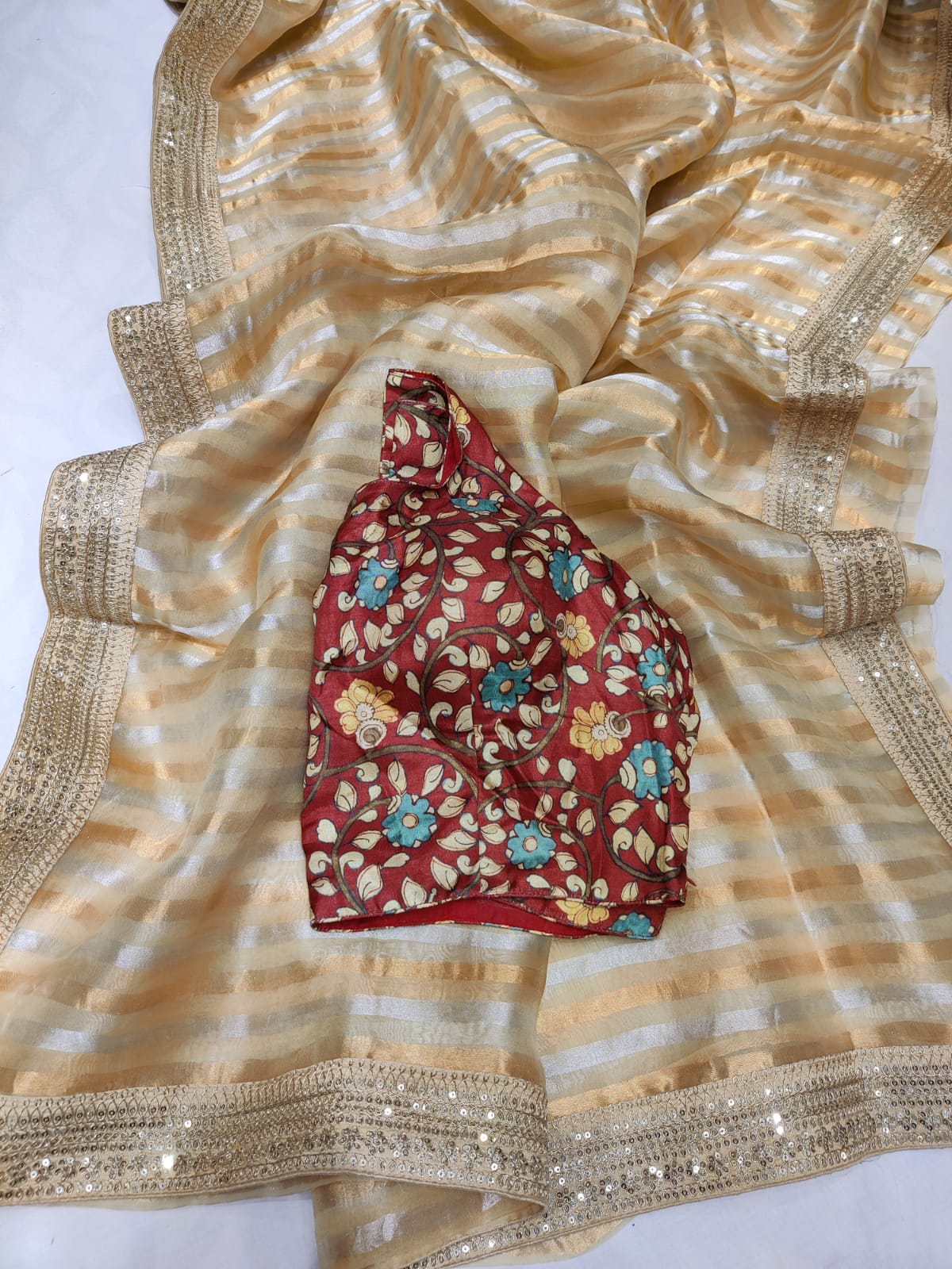 Kalamkari inspired  organza saree