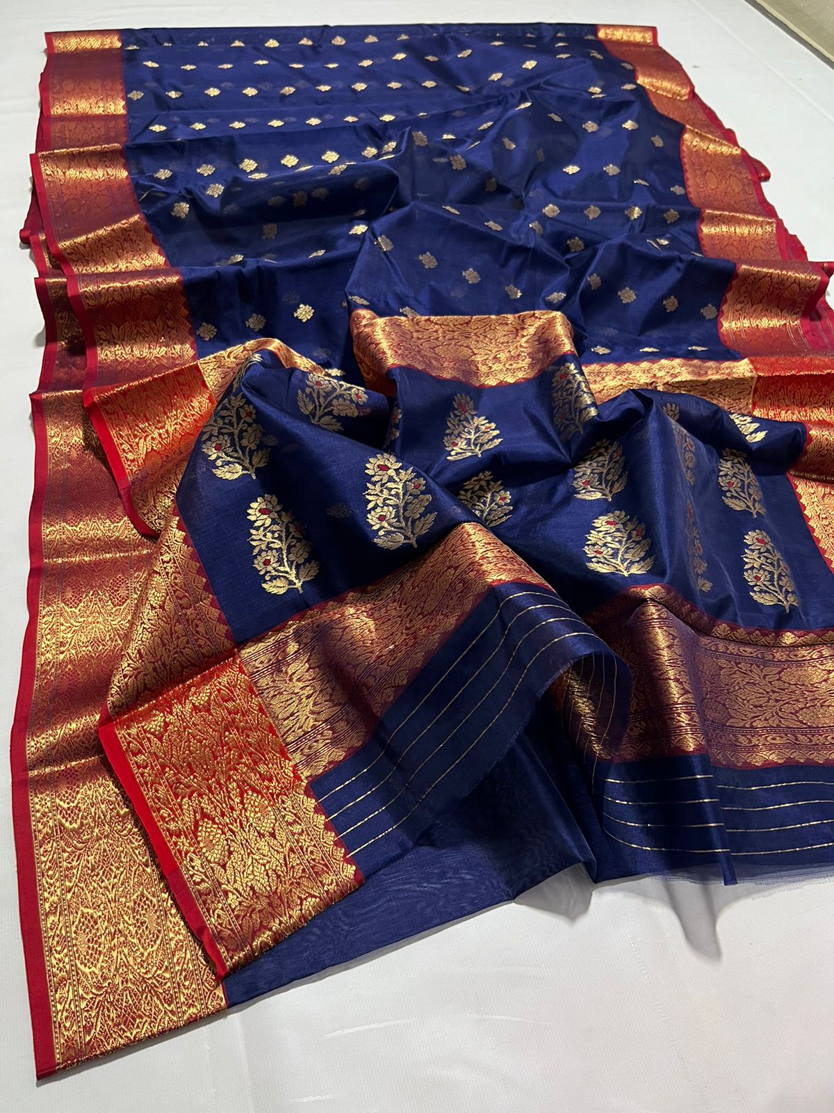 Royal blue Chanderi saree