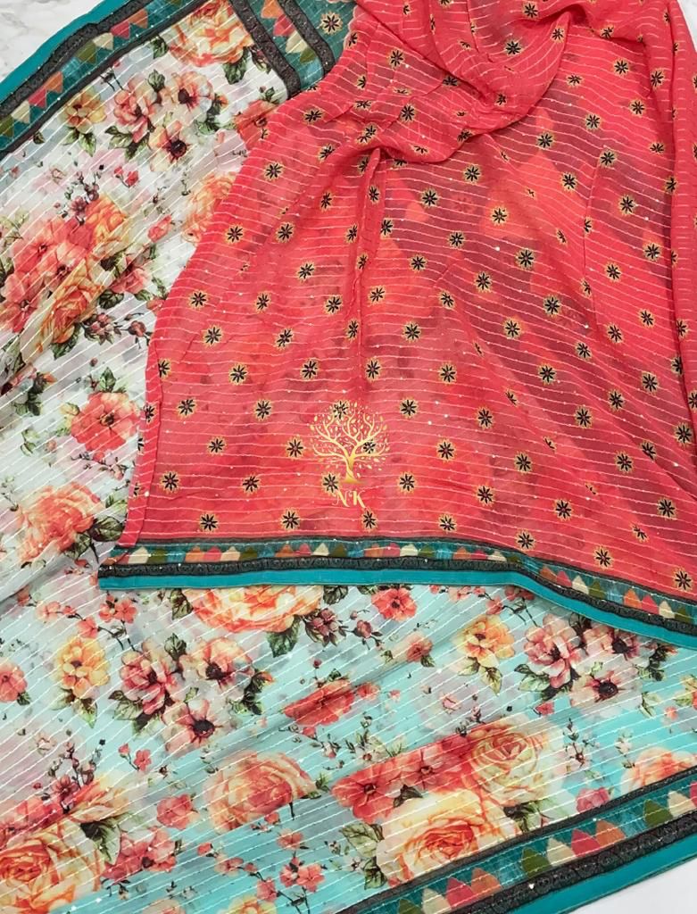 Floral sequins saree