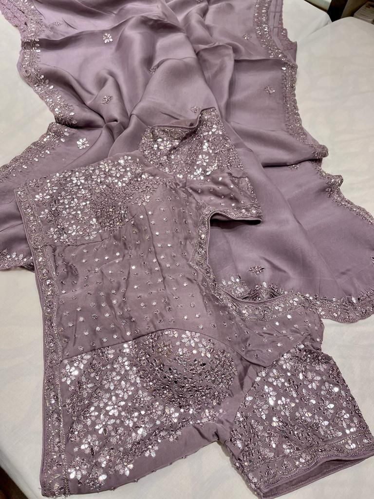 Gulnaari organza zardosi saree